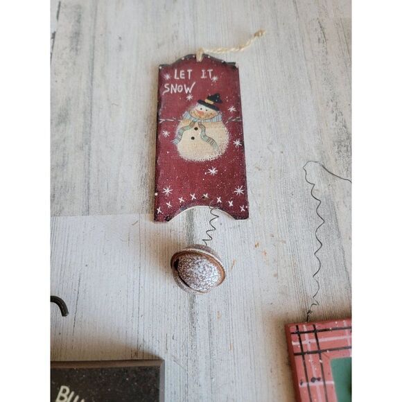 Hanging Snowman variety mini sign Bell set home wall decor - Picture 3 of 11
